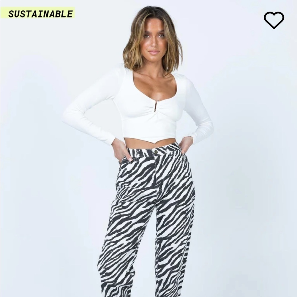 Princess Polly Phillipa Long Sleeve Ribbed Top NWT - Picture 3 of 5